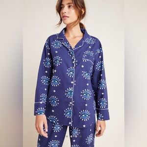 Anthropologie Printfresh Eyes Of The World Sleep Set Navy Evil Eye Pajamas-M